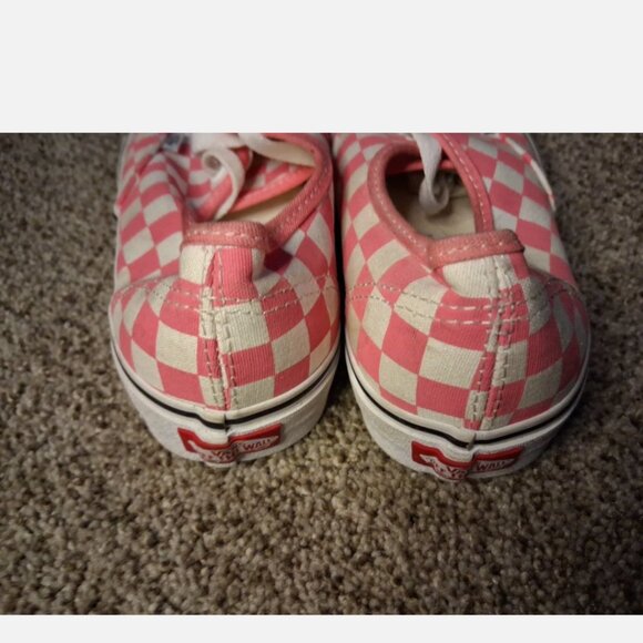 Vans Pink Lemonade Checkerboard Lace Up Sneakers Men’s 7 Women’s Size 7 - Picture 3 of 5